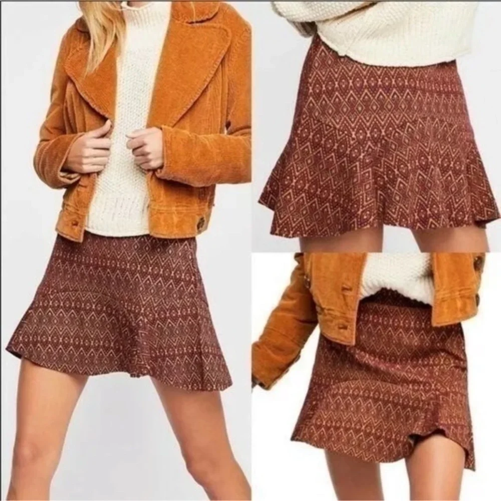 Free People Boho Ruffled Mini  Skirt
